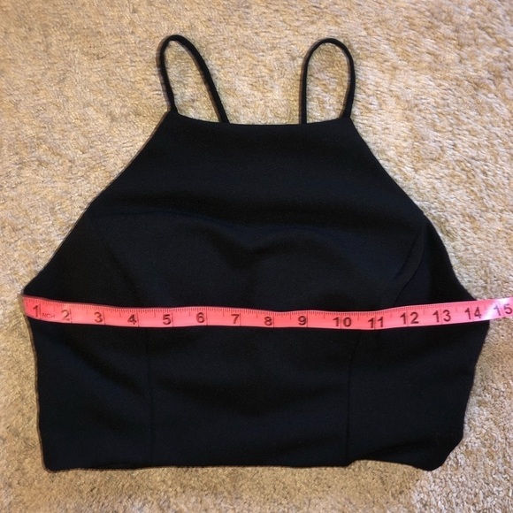 B Darlin Black Cropped High Neck Mesh Back Top - Picture 3 of 8